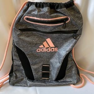 Adidas Sackpack (drawstring bag) EUC color: gray/black/peach